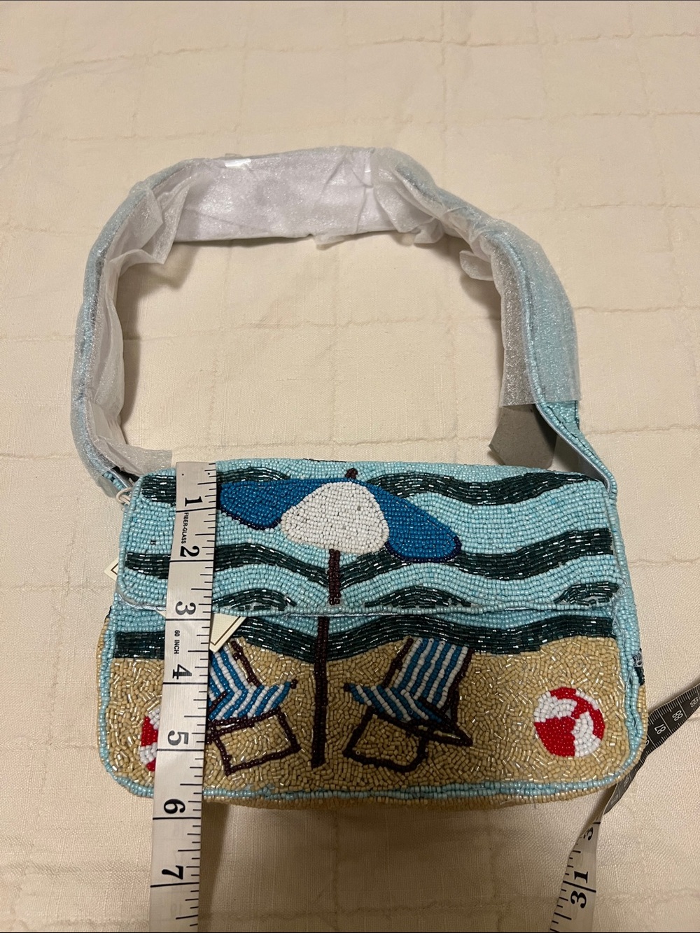 Sol & Mer Beaded Beach Scene Shoulder Bag - Picture 4 of 13
